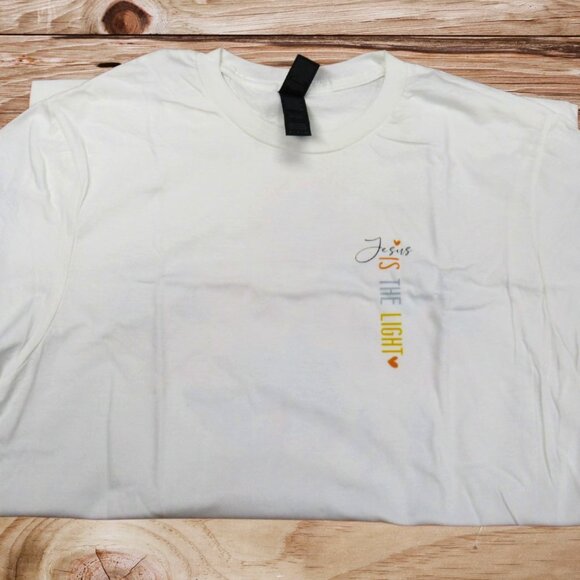 Jesus is The Light Crewneck T-Shirt, White, Short Sleeve - Picture 2 of 5